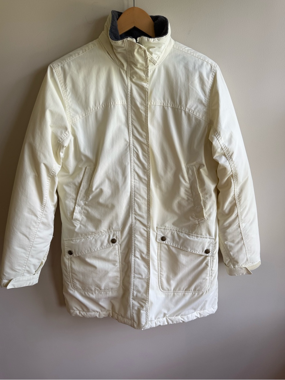 Lands End Cream Insulated Winter Parka Coat, size xs